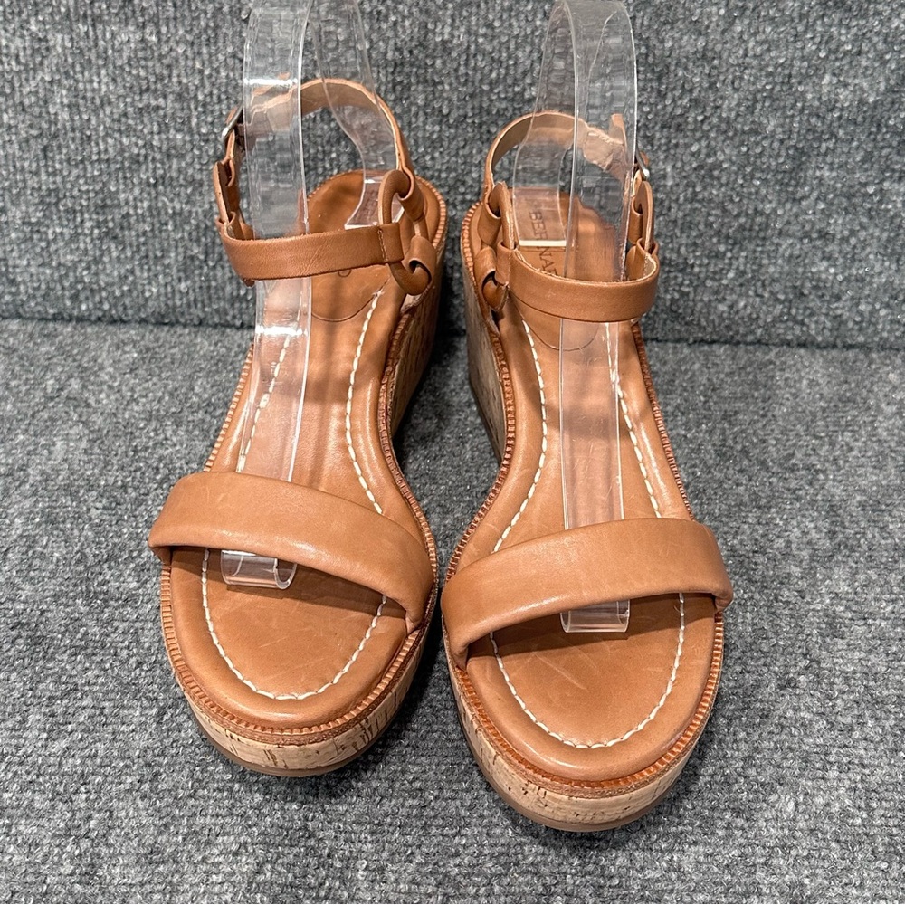 Bernardo size11 Kennedy leather platform wedge sandal in Luggage tan ankle strap - Picture 2 of 9